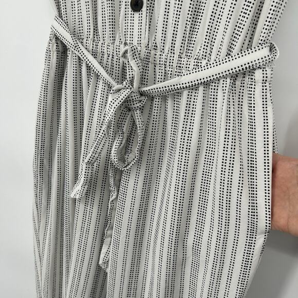 Gap Kimono Jumpsuit White Black Dots Wide Leg Short Sleeve Belted Size S - Picture 4 of 10
